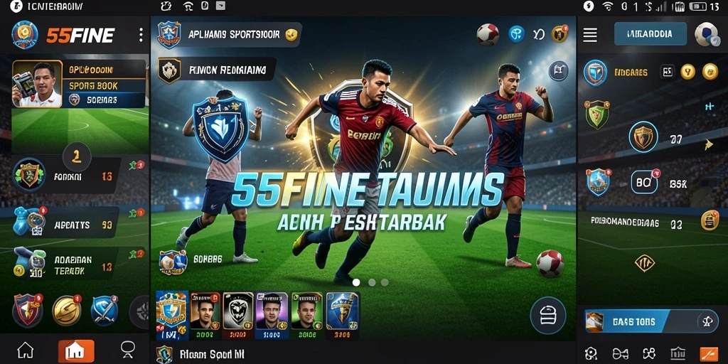 Screenshot utama 55FIVE menampilkan tampilan antarmuka taruhan yang menarik.