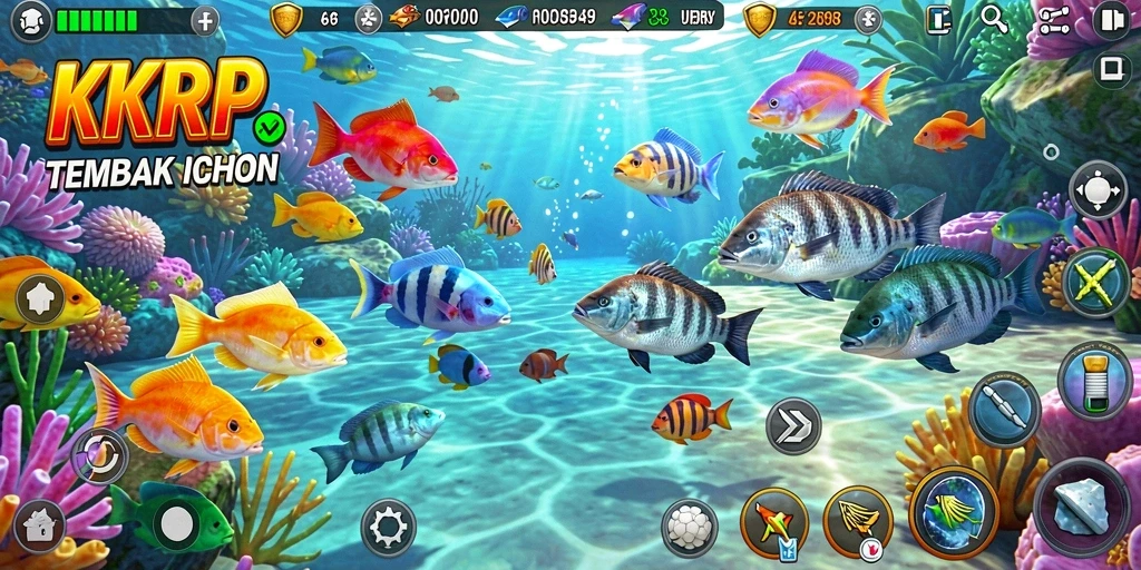 Tampilan gameplay KKRP yang seru saat menangkap ikan.