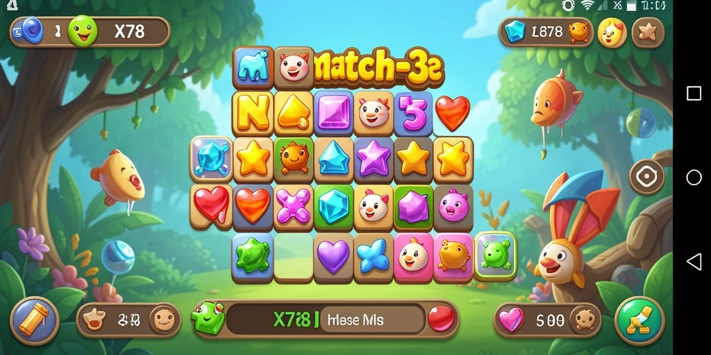 Tampilan gameplay menarik dari permainan Match-3 X78.